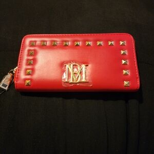 Nwt Red Badgley Mischka Studded Wallet